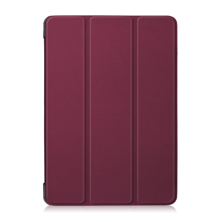 3-folding Custer Texture Deformation Flip Leather Case for Lenovo Tab M10 TB-X605F / X505F(Wine Red)