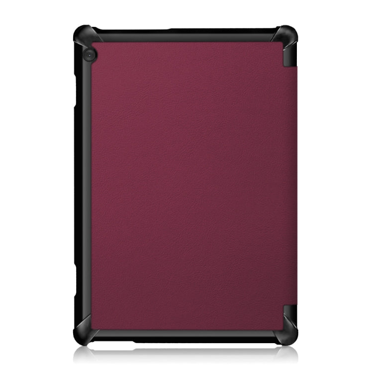 3-folding Custer Texture Deformation Flip Leather Case for Lenovo Tab M10 TB-X605F / X505F(Wine Red)