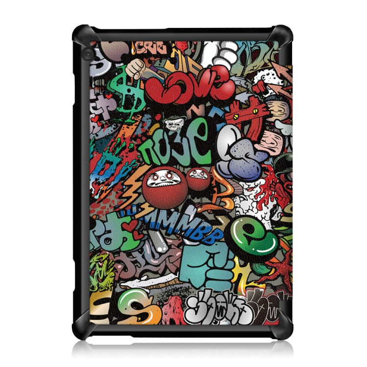 Coloured Drawing Pattern Horizontal Deformation Flip Leather Case for Lenovo Tab M10, with Three-folding Holder (Scrawl Pattern)