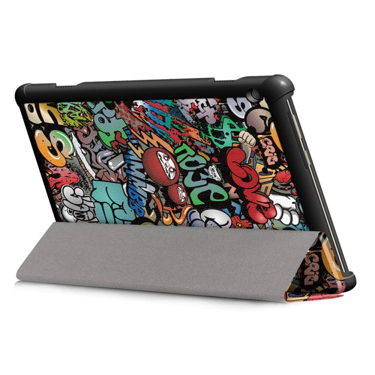 Coloured Drawing Pattern Horizontal Deformation Flip Leather Case for Lenovo Tab M10, with Three-folding Holder (Scrawl Pattern)