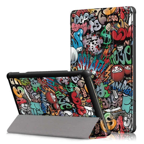 Coloured Drawing Pattern Horizontal Deformation Flip Leather Case for Lenovo Tab M10, with Three-folding Holder (Scrawl Pattern)