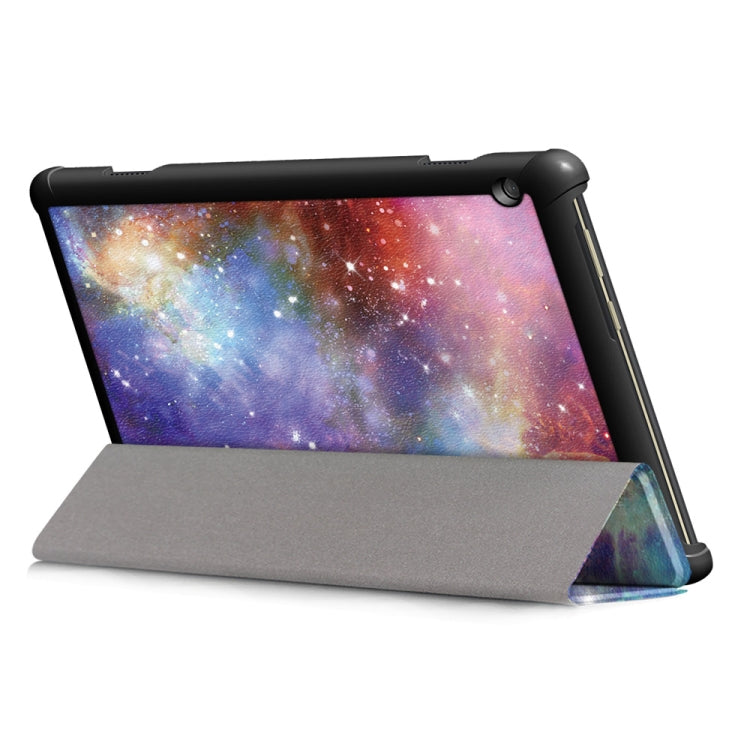 Coloured Drawing Pattern Horizontal Deformation Flip Leather Case for Lenovo Tab M10, with Three-folding Holder (Galactics Pattern)