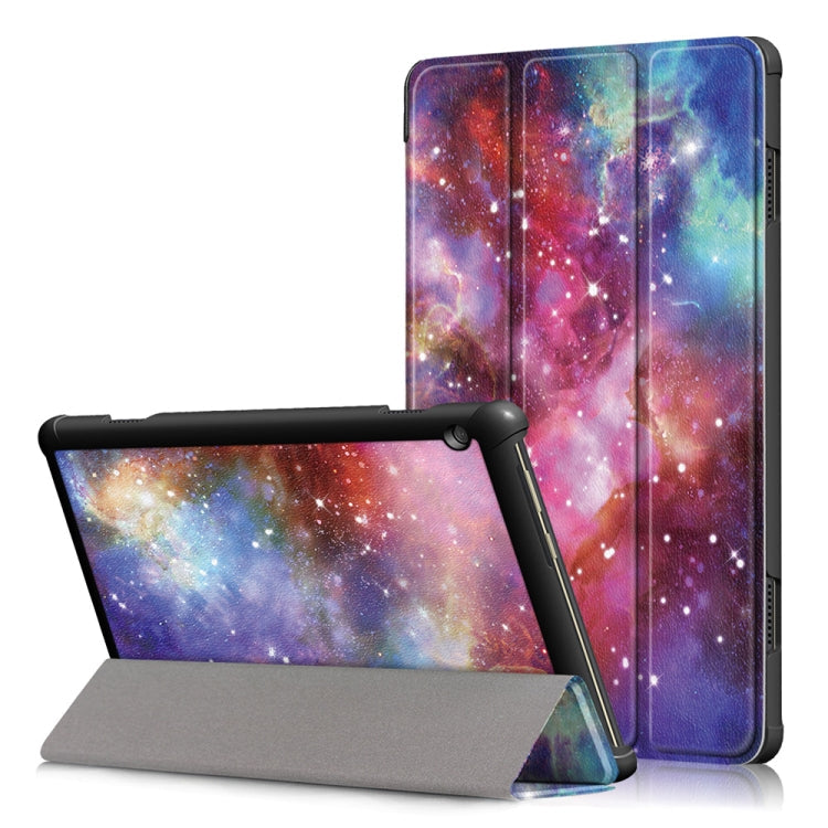 Coloured Drawing Pattern Horizontal Deformation Flip Leather Case for Lenovo Tab M10, with Three-folding Holder (Galactics Pattern)