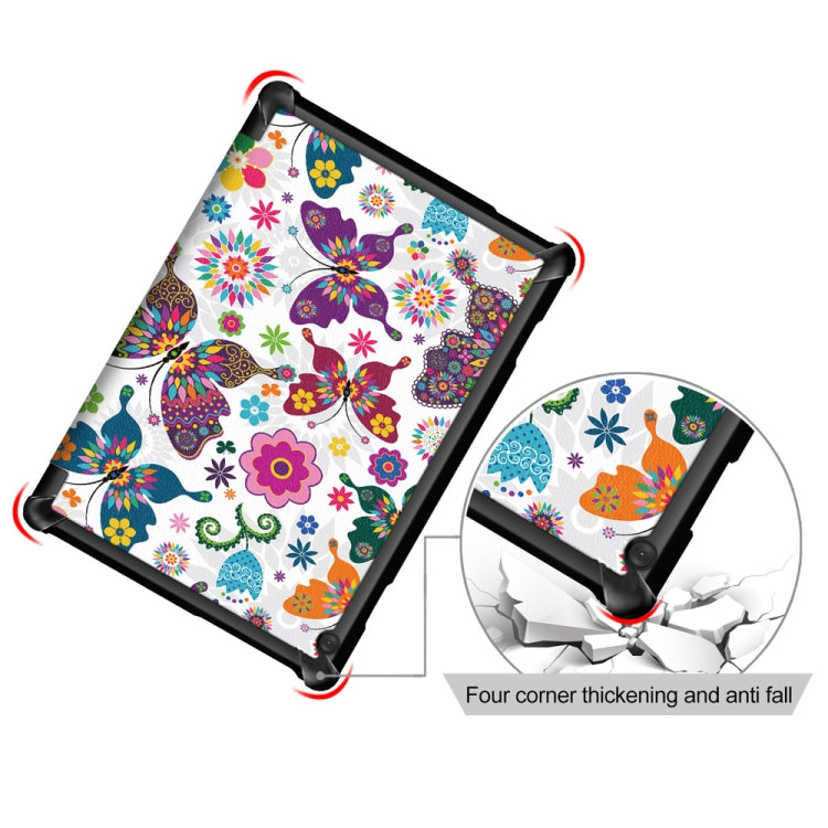Coloured Drawing Pattern Horizontal Deformation Flip Leather Case for Lenovo Tab M10, with Three-folding Holder (Butterfly Pattern)