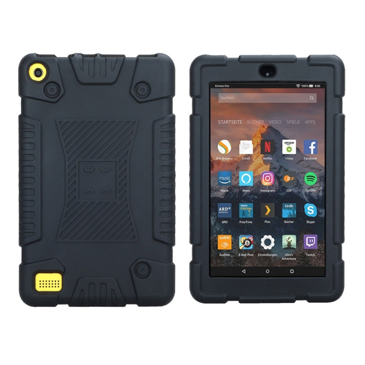 Full Coverage Silicone Shockproof Case for Amazon Kindle Fire 7 (2017)(Black)
