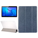 For Huawei MediaPad T3 10 9.6 inch Silk Texture Horizontal Flip Leather Case with 3-folding Holder(Dark Blue)