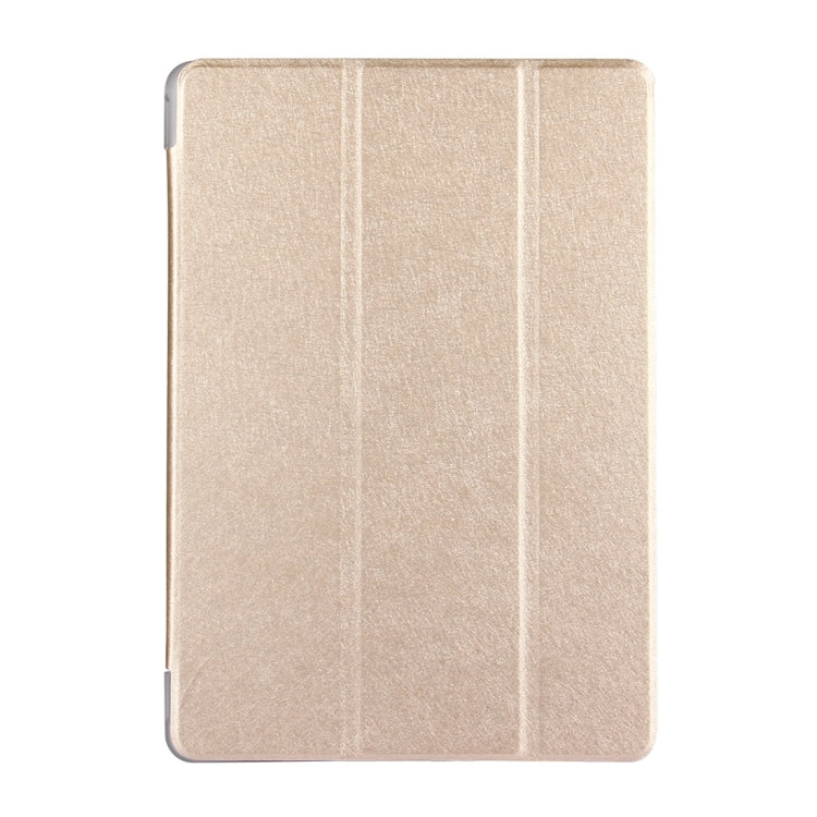 For Huawei MediaPad T3 10 9.6 inch Silk Texture Horizontal Flip Leather Case with 3-folding Holder(Gold)