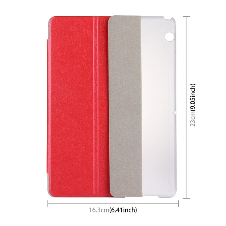 For Huawei MediaPad T3 10 9.6 inch Silk Texture Horizontal Flip Leather Case with 3-folding Holder(Red)