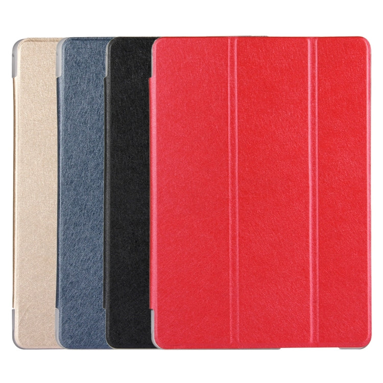 For Huawei MediaPad T3 10 9.6 inch Silk Texture Horizontal Flip Leather Case with 3-folding Holder(Gold)