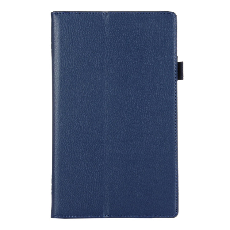 For Amazon Kindle Fire HD8 (2017) Litchi Texture Horizontal Flip Leather Case with Holder(Dark Blue)
