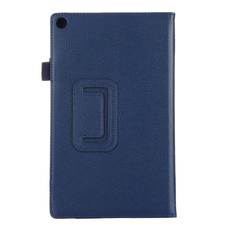 For Amazon Kindle Fire HD8 (2017) Litchi Texture Horizontal Flip Leather Case with Holder(Dark Blue)