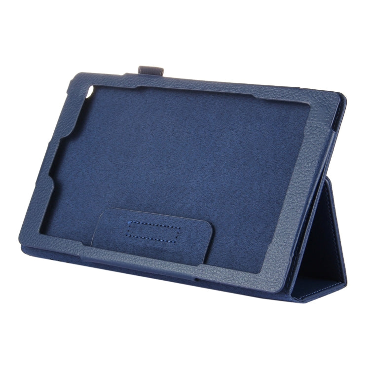For Amazon Kindle Fire HD8 (2017) Litchi Texture Horizontal Flip Leather Case with Holder(Dark Blue)