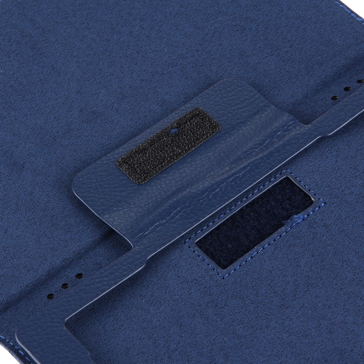 For Amazon Kindle Fire HD8 (2017) Litchi Texture Horizontal Flip Leather Case with Holder(Dark Blue)