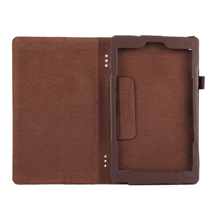 For Amazon Kindle Fire HD8 (2017) Litchi Texture Horizontal Flip Leather Case with Holder(Brown)
