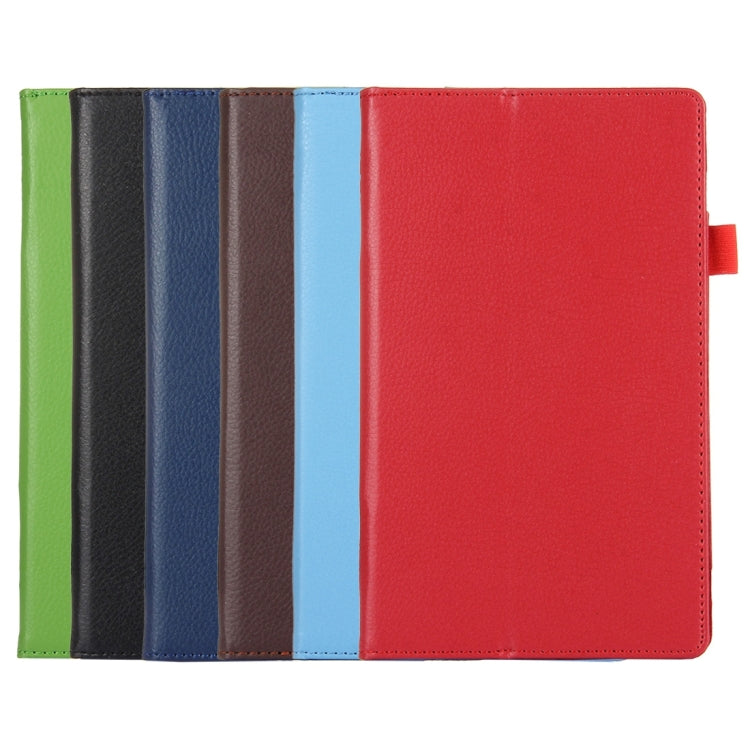 For Amazon Kindle Fire HD8 (2017) Litchi Texture Horizontal Flip Leather Case with Holder(Dark Blue)