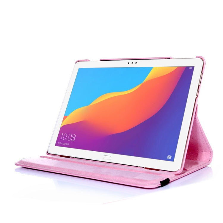 Litchi Texture Horizontal Flip 360 Degrees Rotation Leather Case for Huawei MediaPad T5 10.1, with Holder (Pink)