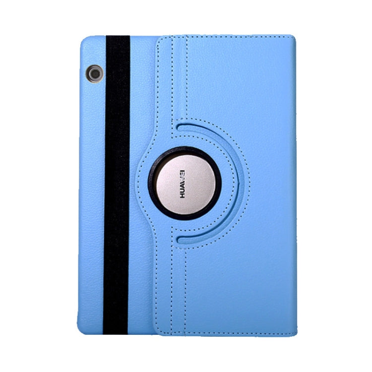 Litchi Texture Horizontal Flip 360 Degrees Rotation Leather Case for Huawei MediaPad T5 10.1, with Holder (Blue)