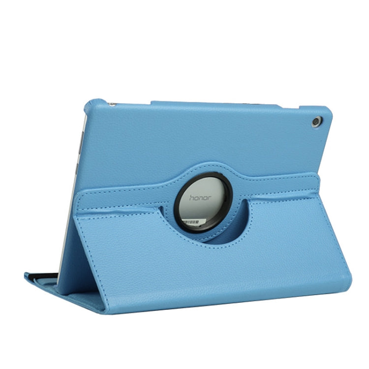 Litchi Texture Horizontal Flip 360 Degrees Rotation Leather Case for Huawei MediaPad T5 10.1, with Holder (Blue)