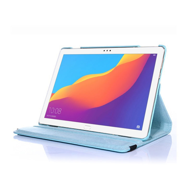 Litchi Texture Horizontal Flip 360 Degrees Rotation Leather Case for Huawei MediaPad T5 10.1, with Holder (Blue)
