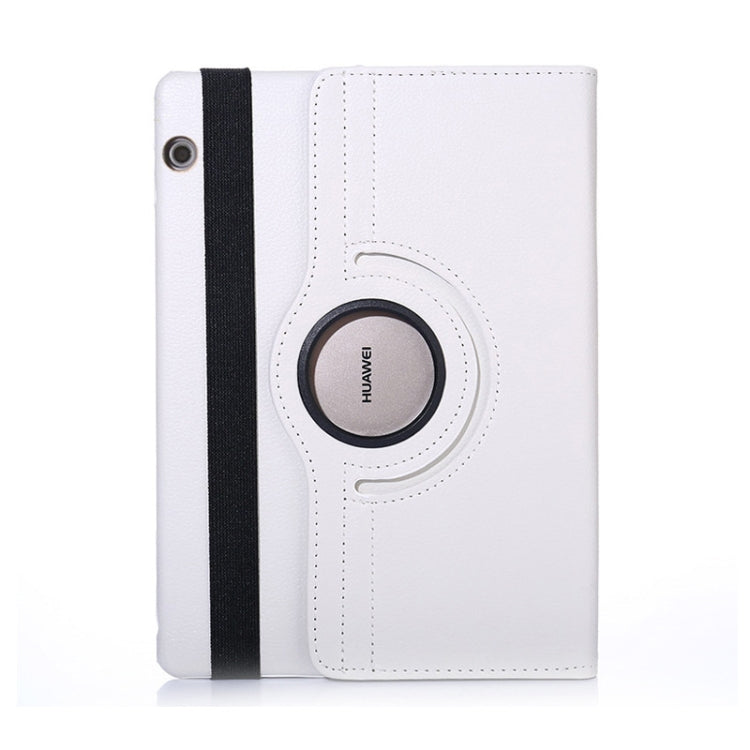 Litchi Texture Horizontal Flip 360 Degrees Rotation Leather Case for Huawei MediaPad T5 10.1, with Holder (White)