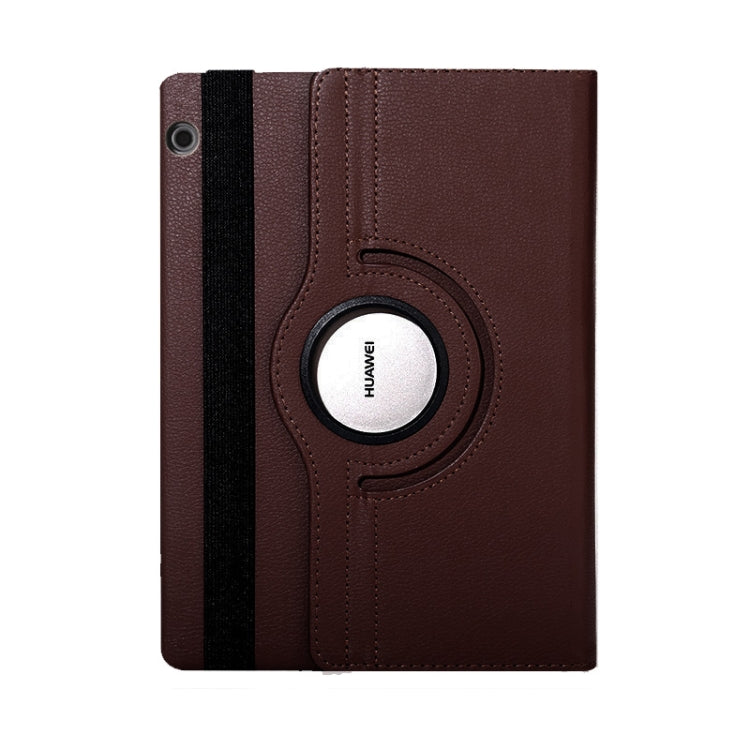 Litchi Texture Horizontal Flip 360 Degrees Rotation Leather Case for Huawei MediaPad T5 10.1, with Holder (Brown)