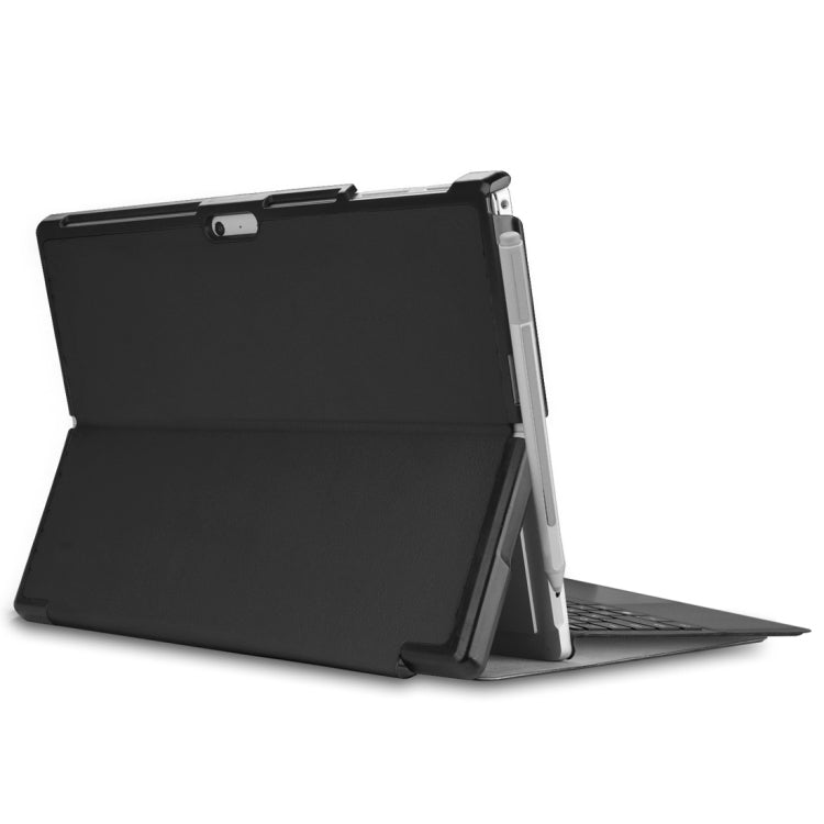 Custer Texture Horizontal Flip PU Leather Case for Microsoft Surface Pro 4 / 5 / 6 / 7 12.3 inch, with Holder & Pen Slot(Black)