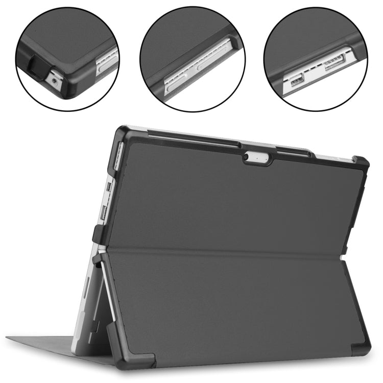 Custer Texture Horizontal Flip PU Leather Case for Microsoft Surface Pro 4 / 5 / 6 / 7 12.3 inch, with Holder & Pen Slot(Grey)