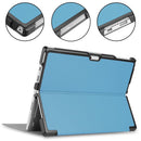 Custer Texture Horizontal Flip PU Leather Case for Microsoft Surface Pro 4 / 5 / 6 / 7 12.3 inch, with Holder & Pen Slot(Blue)