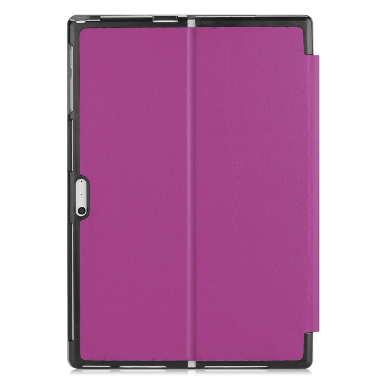 Custer Texture Horizontal Flip PU Leather Case for Microsoft Surface Pro 4 / 5 / 6 / 7 12.3 inch, with Holder & Pen Slot(Purple)