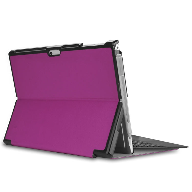 Custer Texture Horizontal Flip PU Leather Case for Microsoft Surface Pro 4 / 5 / 6 / 7 12.3 inch, with Holder & Pen Slot(Purple)