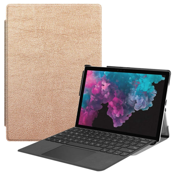 Custer Texture Horizontal Flip PU Leather Case for Microsoft Surface Pro 4 / 5 / 6 / 7 12.3 inch, with Holder & Pen Slot(Rose Gold)