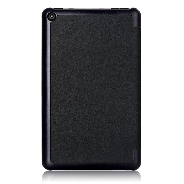 Custer Texture Horizontal Flip Leather Case for Amazon New Fire 7 2019, with Three-folding Holder(Black)