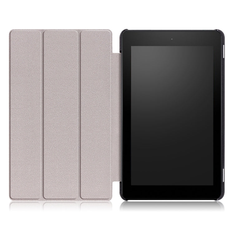 Custer Texture Horizontal Flip Leather Case for Amazon New Fire 7 2019, with Three-folding Holder(Black)