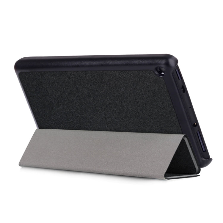 Custer Texture Horizontal Flip Leather Case for Amazon New Fire 7 2019, with Three-folding Holder(Black)