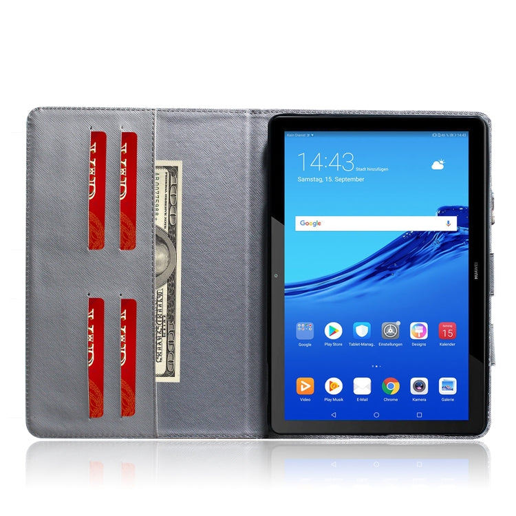 Lion Pattern Horizontal Flip Leather Case for Huawei MediaPad T5, with Holder & Card Slot & Wallet