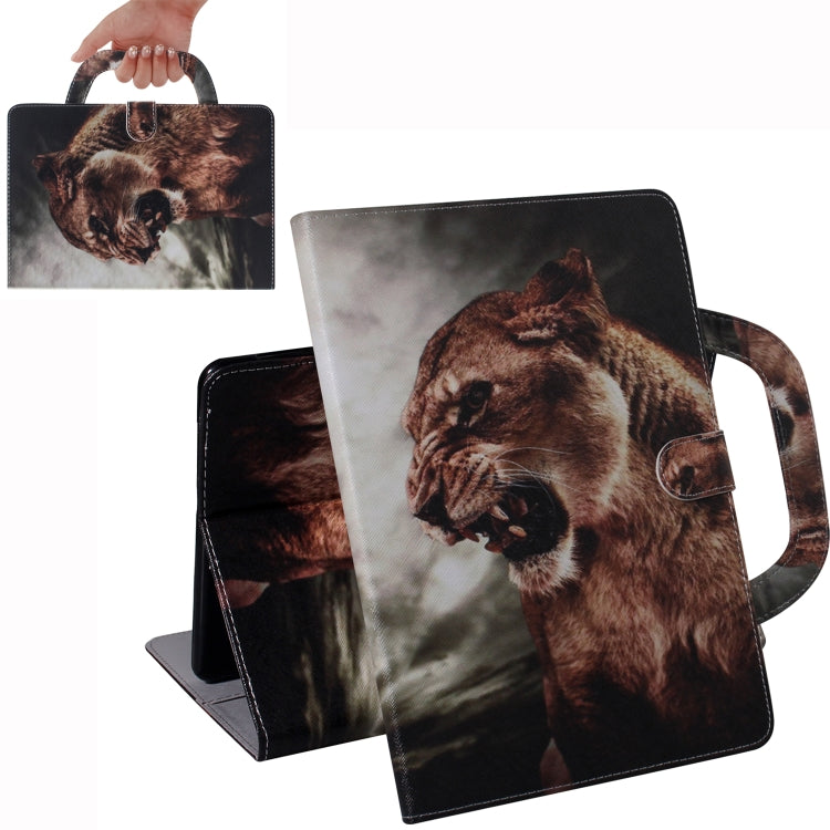 Lion Pattern Horizontal Flip Leather Case for Huawei MediaPad T5, with Holder & Card Slot & Wallet