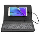 ENKAY 80-Keys Wired Keyboard Leather Tablet Case with Holder for Android Tablet / Android Mobile Phone(Black)