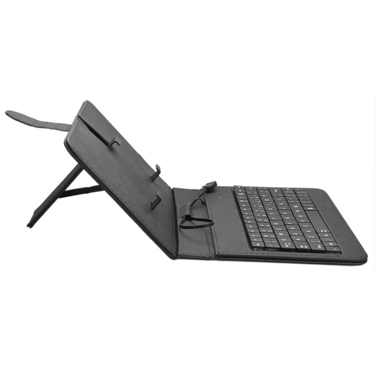 ENKAY 80-Keys Wired Keyboard Leather Tablet Case with Holder for Android Tablet / Android Mobile Phone(Black)