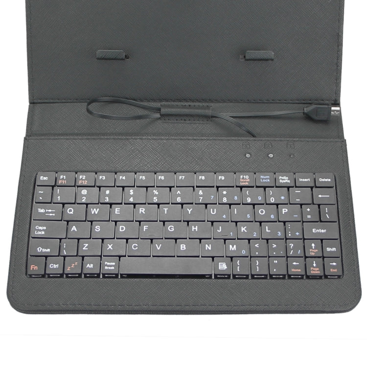 ENKAY 80-Keys Wired Keyboard Leather Tablet Case with Holder for Android Tablet / Android Mobile Phone(Black)