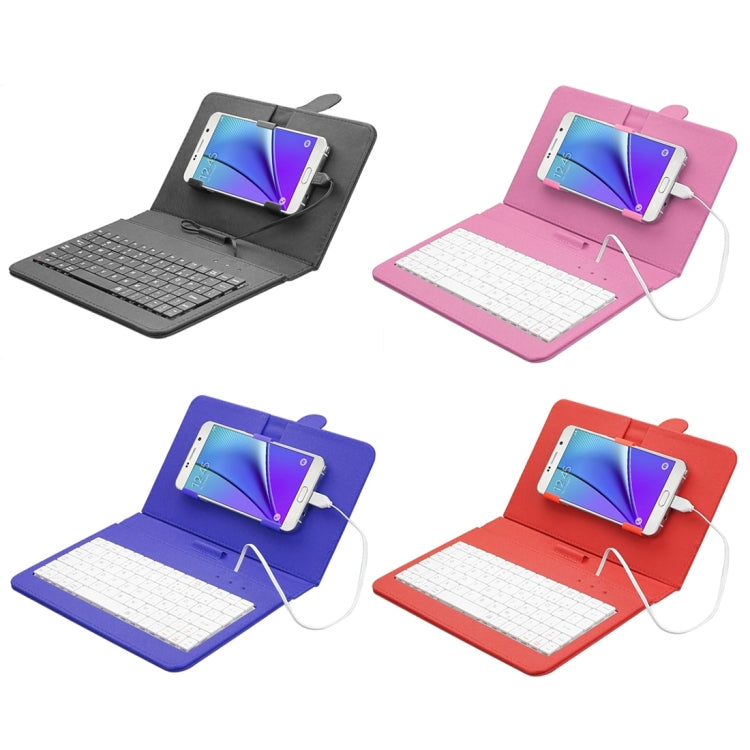 ENKAY 80-Keys Wired Keyboard Leather Tablet Case with Holder for Android Tablet / Android Mobile Phone(Black)