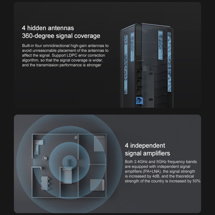 Original Xiaomi Router AX3000 WiFi6 Full Gigabit WiFi Repeater Network Extender, US Plug