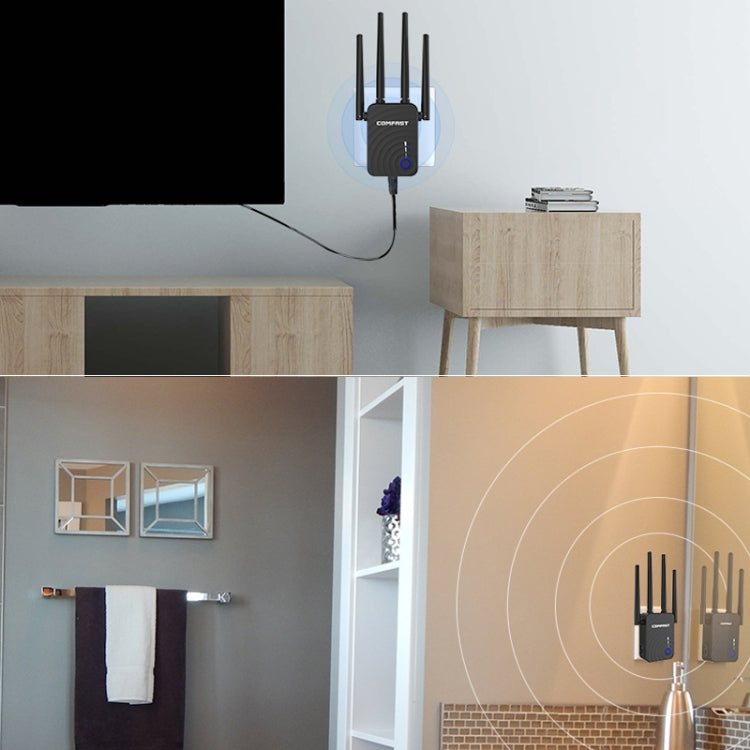 COMFAST CF-WR754AC 1200Mbps Dual-band Wireless WIFI Signal Amplifier Repeater Booster Network Router with 4 Antennas