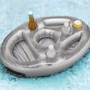 PVC Inflatable Eight-hole Food Tray Water Inflatable Coaster with Handle, Size: 70 x 50cm (Silver)