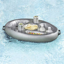 PVC Inflatable Eight-hole Food Tray Water Inflatable Coaster with Handle, Size: 70 x 50cm (Silver)