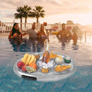 PVC Inflatable Eight-hole Food Tray Water Inflatable Coaster with Handle, Size: 70 x 50cm (Silver)