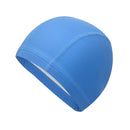 Adult Waterproof PU Coating Stretchy Swimming Cap Keep Long Hair Dry Ear Protection Swim Cap (Blue)
