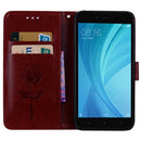 For Xiaomi Redmi Note 5A Pro / Prime Roses Pressed Flowers Pattern Flip Leather Case with Holder & Card Slots & Wallet(Brown)