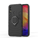 PC + TPU Shockproof Protective Case for Xiaomi Redmi Note 7, with Magnetic Ring Holder (Black)
