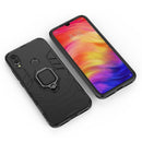 PC + TPU Shockproof Protective Case for Xiaomi Redmi Note 7, with Magnetic Ring Holder (Black)