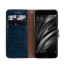 Business Style Oil Wax Texture Horizontal Flip Leather Case for Xiaomi Mi 6, with Holder & Card Slots & Wallet(Blue)